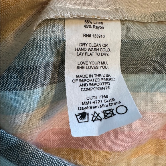 Show Me Your Mumu Daydream Mini Dress in Sunset Stripe Linen Blend Size XXL 🌅 - Picture 10 of 10